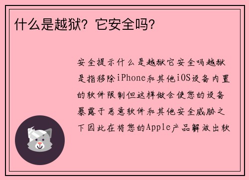 什么是越狱？它安全吗？ 
