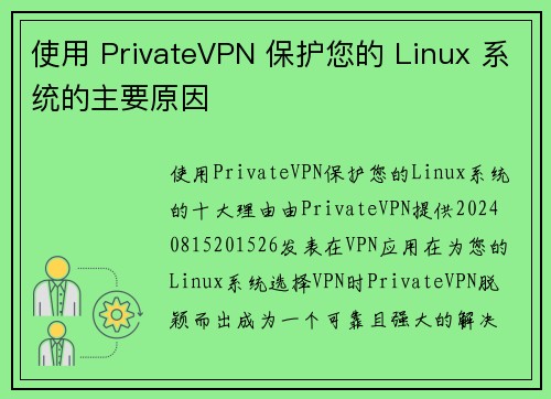 使用 PrivateVPN 保护您的 Linux 系统的主要原因
