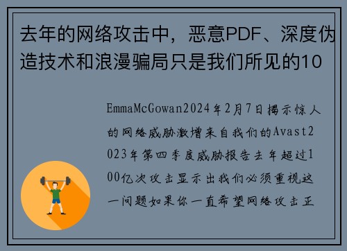 去年的网络攻击中，恶意PDF、深度伪造技术和浪漫骗局只是我们所见的100亿次攻击中的一部分。